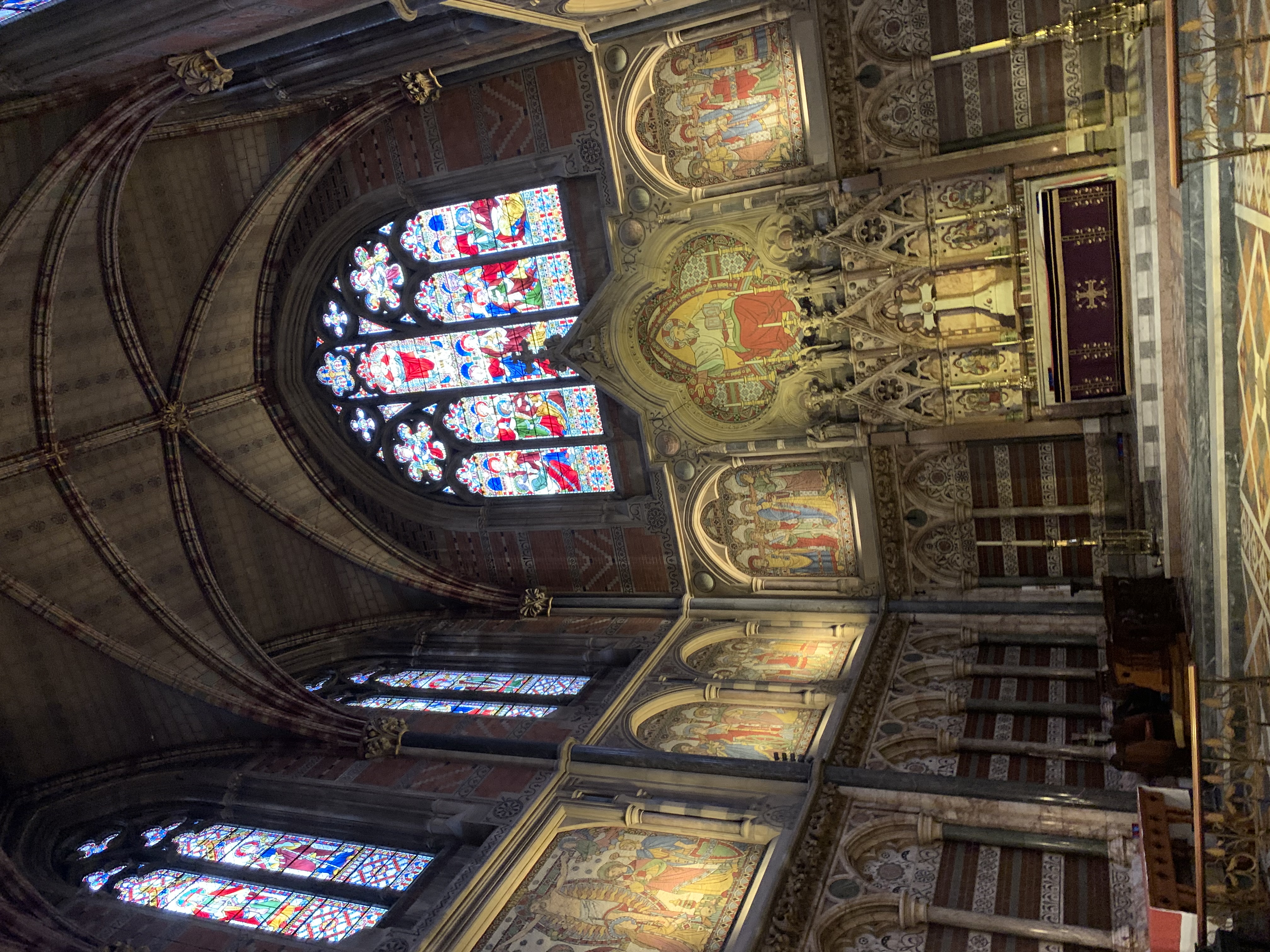 The inside of Keble College Chapel.